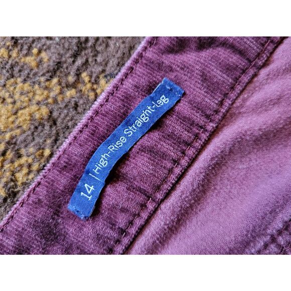 Talbots Pants Women's 14 Plum High Rise Straight Leg Stretch Corduroy - Picture 5 of 5